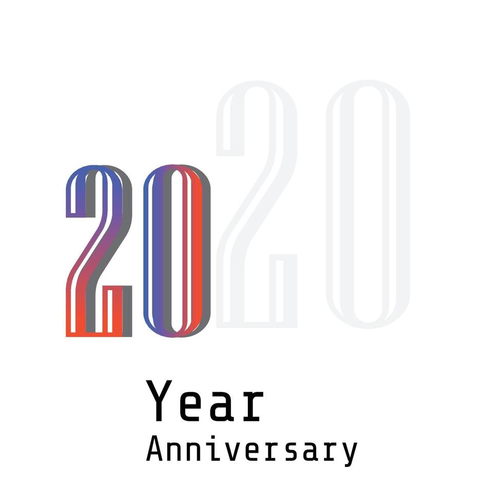 20 års illustration för design för mall för färg för vektor för årsdagfirande