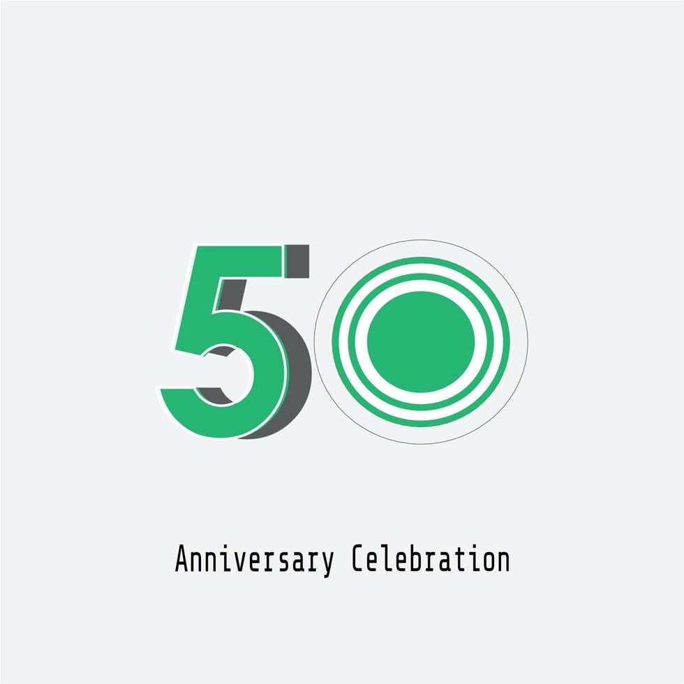 50 Jahre Jubiläumsfeier grüne Farbvektorschablonen-Designillustration vektor