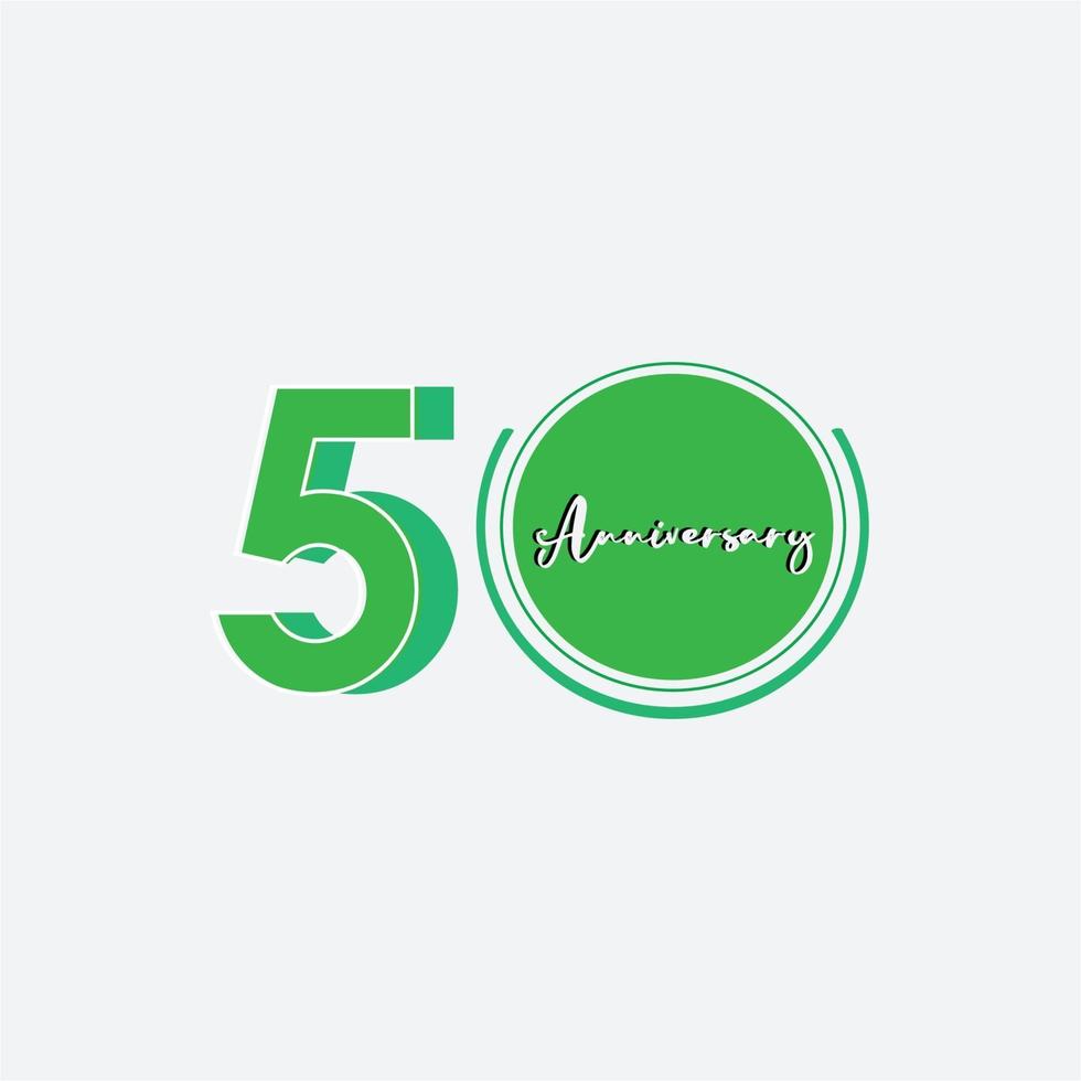 50 Jahre Jubiläumsfeier grüne Farbvektorschablonen-Designillustration vektor