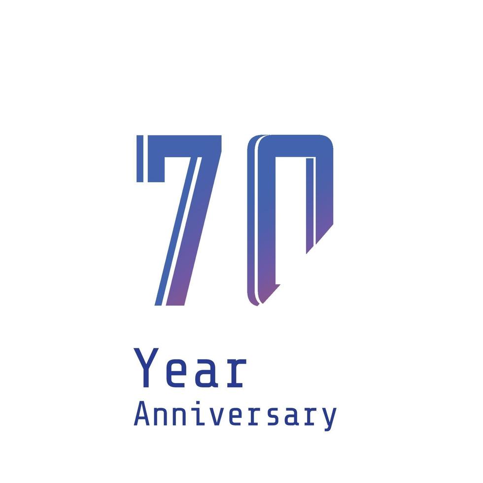 70 Jahre Jubiläumsfeier blaue Farbvektorschablonen-Designillustration vektor