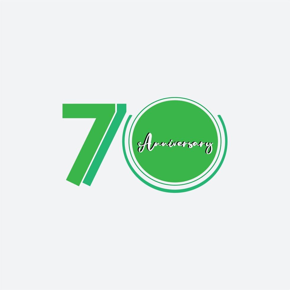 70 Jahre Jubiläumsfeier grüne Farbvektorschablonen-Designillustration vektor