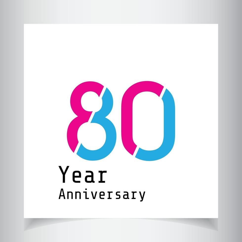 80-årsjubileumsillustration för design för mall för rosa blå färgvektor vektor
