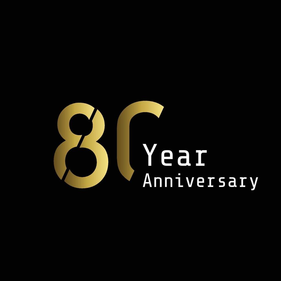 80 år årsdag firande guld svart bakgrundsfärg vektor mall design design