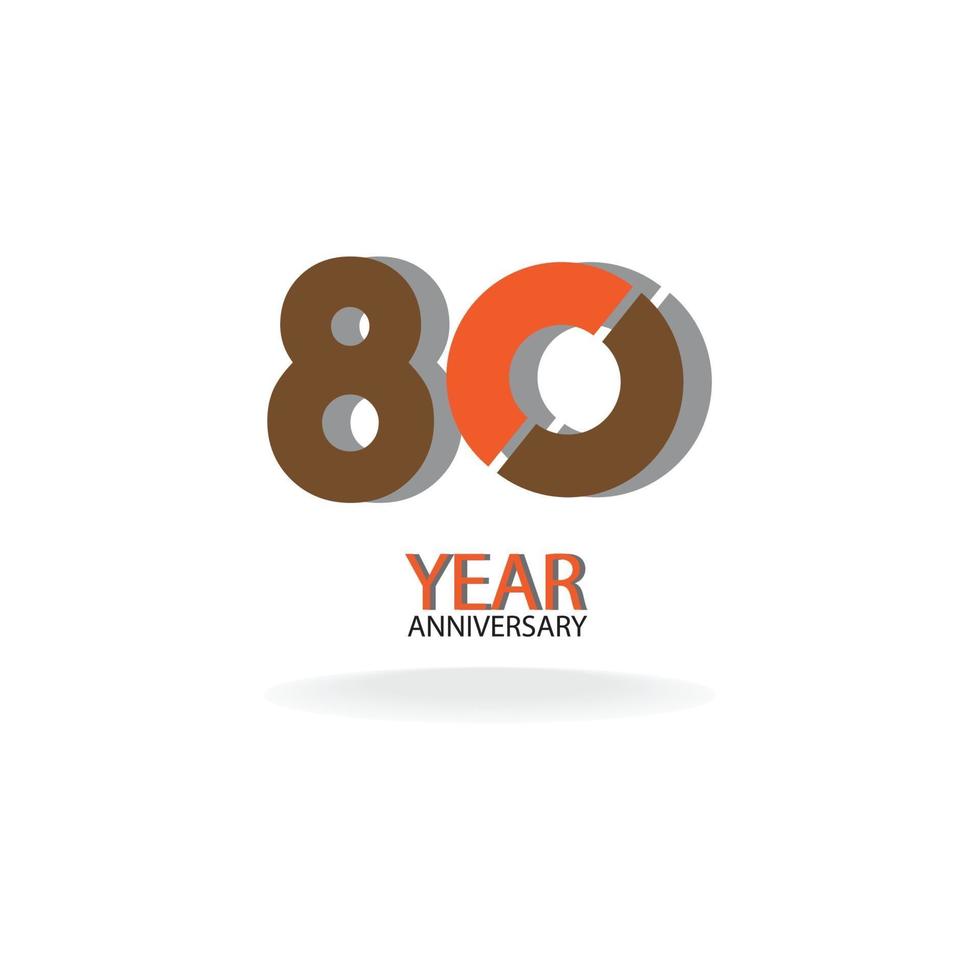 80 Jahre Jubiläumsfeier orange Farbvektorschablonen-Designillustration vektor