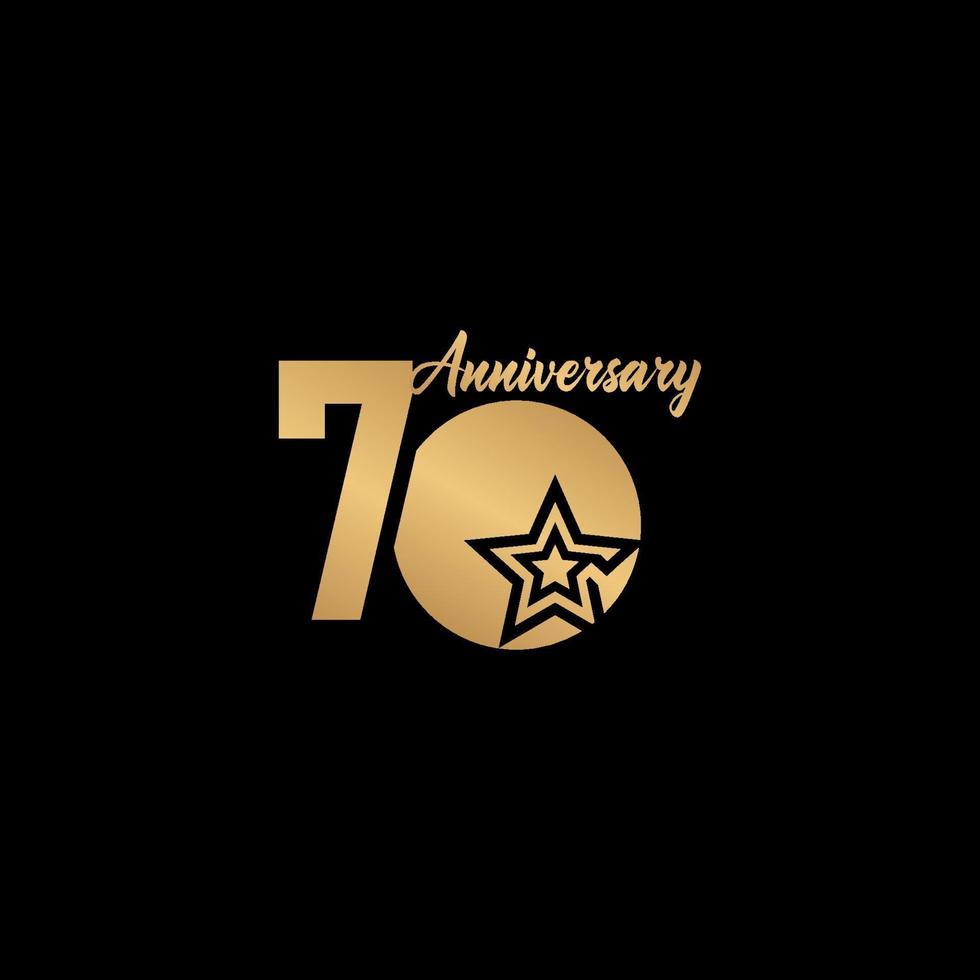 70 Jahre Jubiläumsfeier Stern Gold Logo Vektor Vorlage Design Illustration