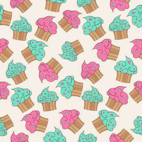 Cupcakes sömlöst mönster. vektor