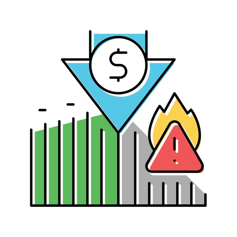 plötslig förändra marknadsföra trender finansiell kris Färg ikon vektor illustration