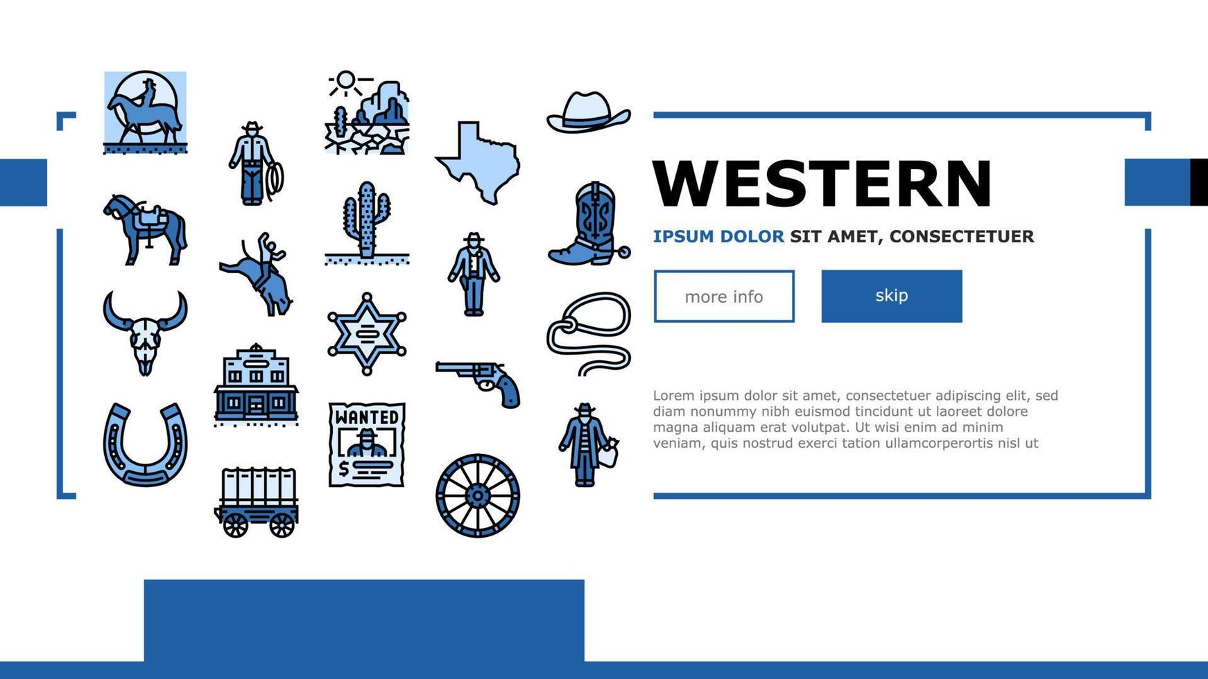 Western Cowboy und Sheriff Mann Landung Header Vektor