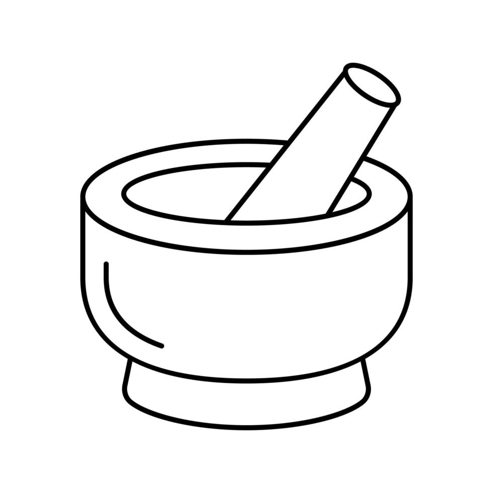 Mörser Stößel Werkzeuglinie Symbol Vektor Illustration