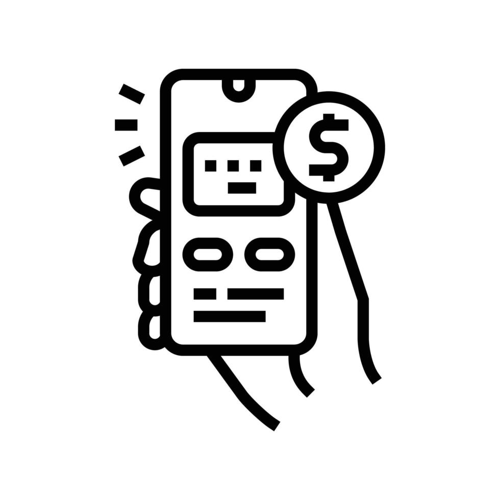 Handy, Mobiltelefon Telefon Zahlung Linie Symbol Vektor Illustration