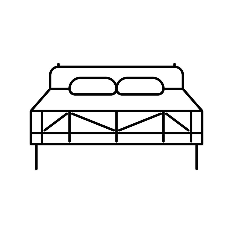 Bett Schlafzimmer Innere Linie Symbol Vektor Illustration