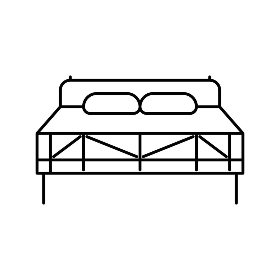 säng sovrum interiör linje ikon vektor illustration