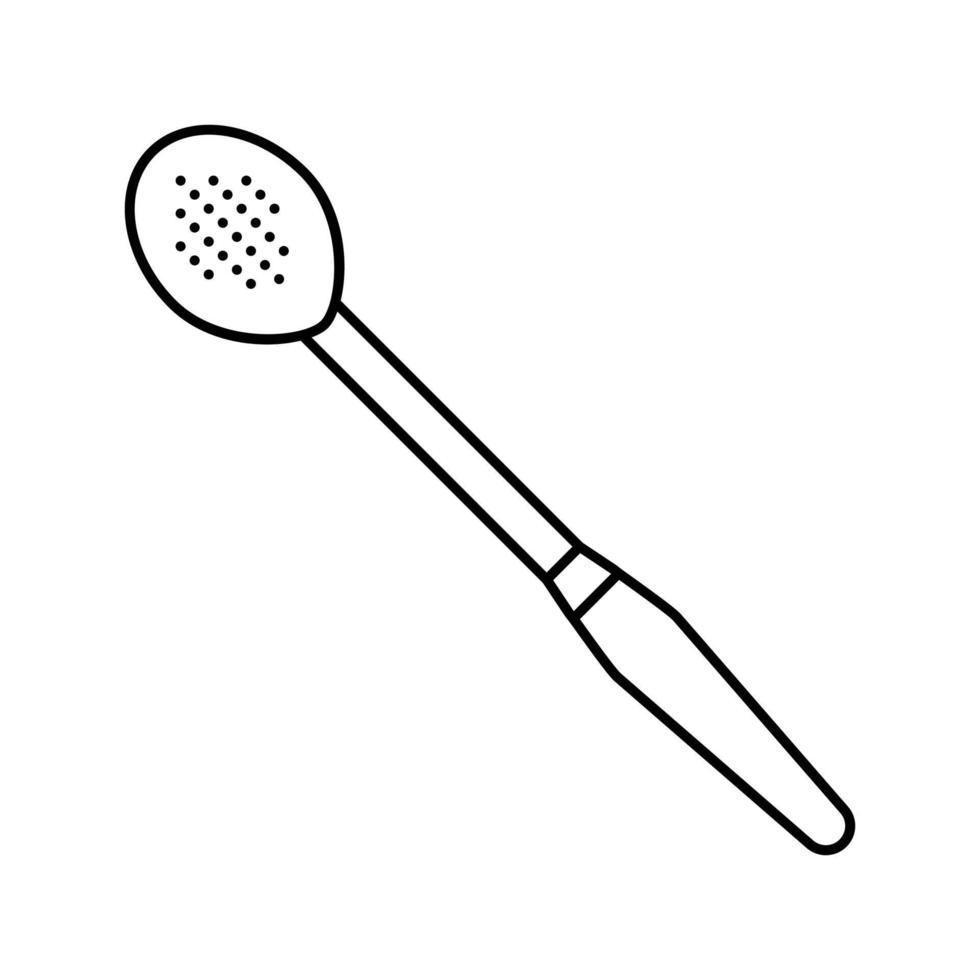 slitsad sked kök kokkärl linje ikon vektor illustration