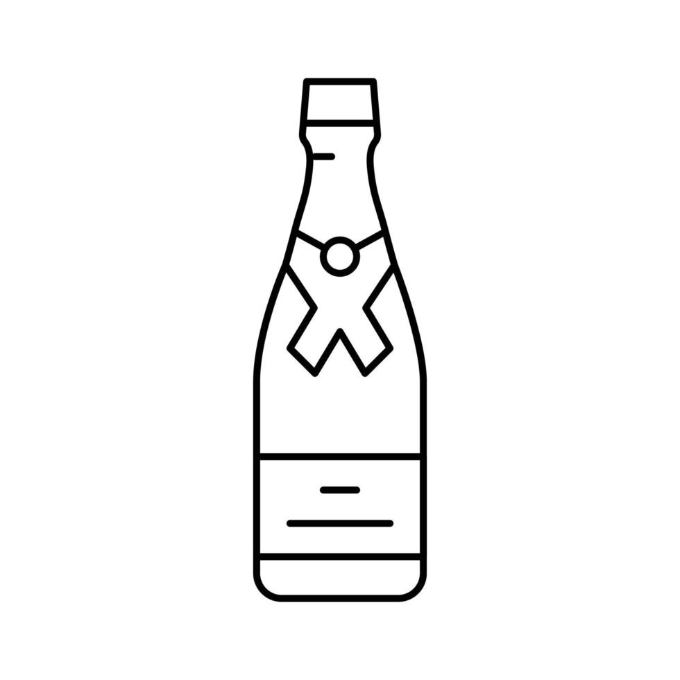 champagne glas flaska linje ikon vektor illustration