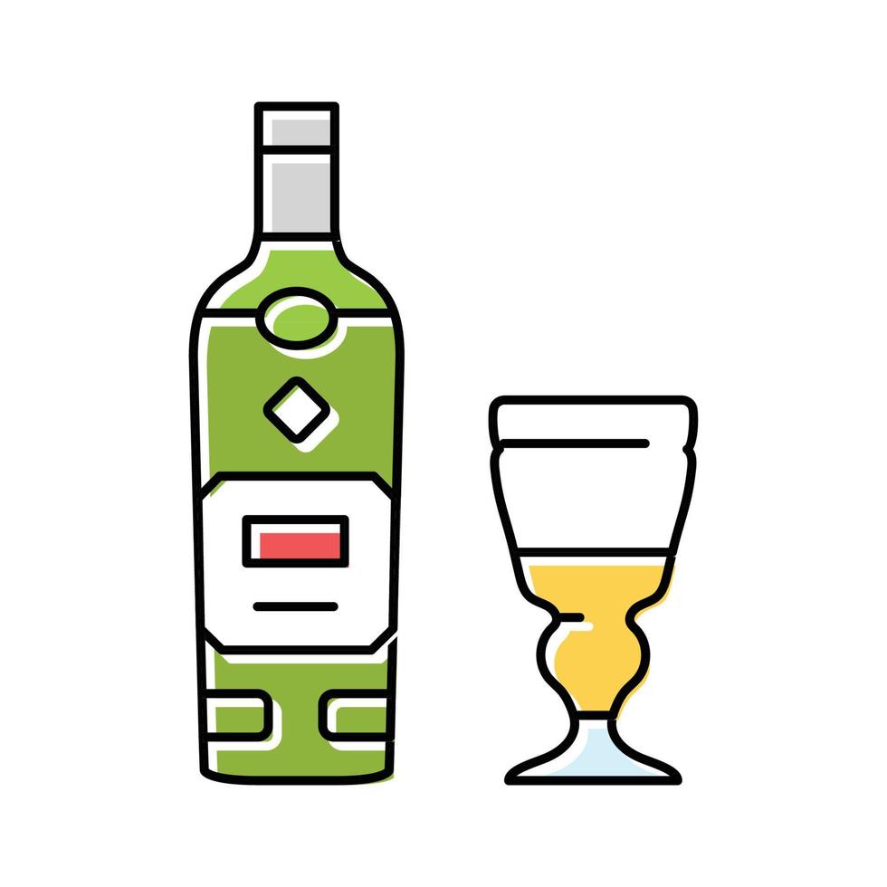 Absinth trinken Flasche Farbe Symbol Vektor Illustration