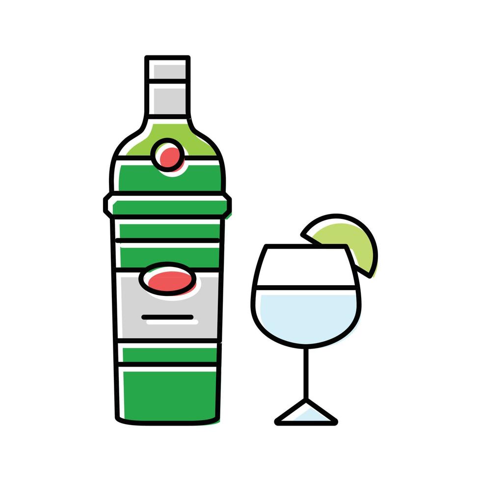 Gin trinken Flasche Farbe Symbol Vektor Illustration