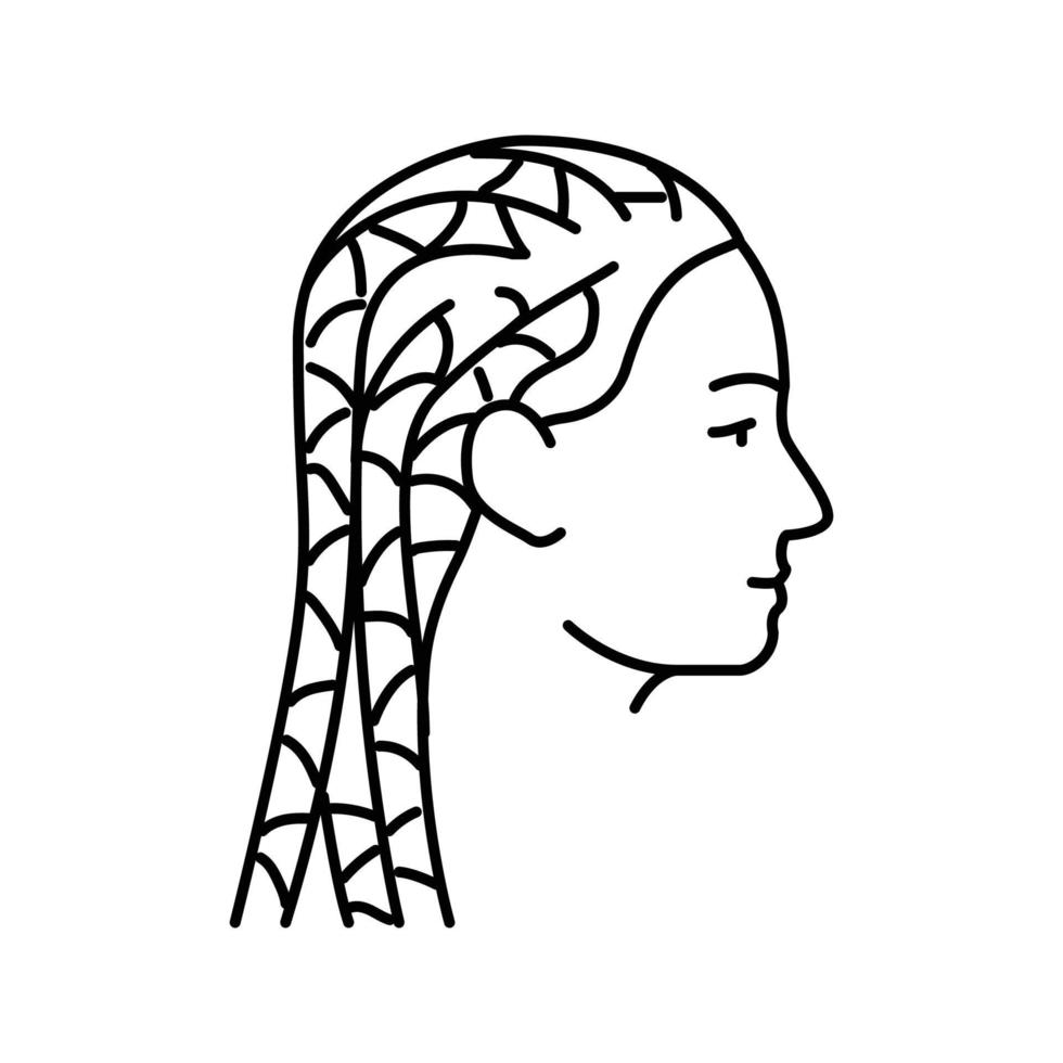 cornrows frisyr kvinna linje ikon vektor illustration