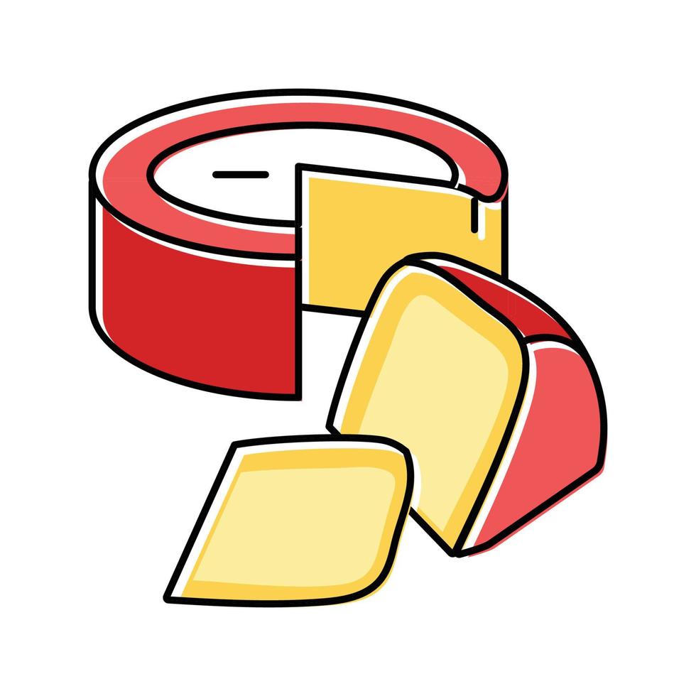 Gouda Käse Essen Scheibe Farbe Symbol Vektor Illustration