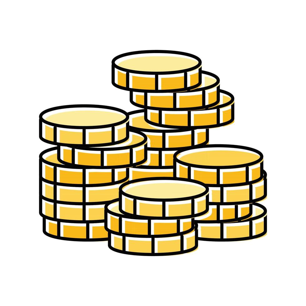 stack mynt kontanter Bank Färg ikon vektor illustration