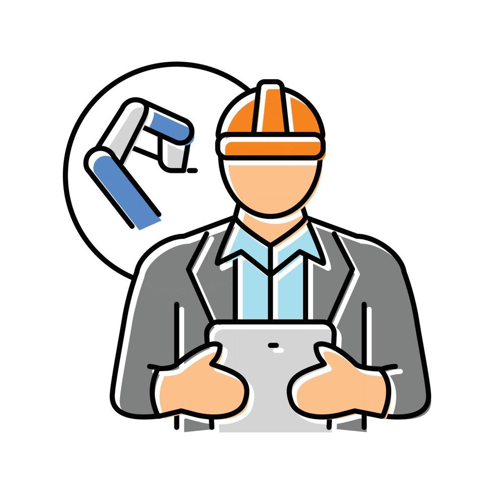 industriell ingenjör arbetstagare Färg ikon vektor illustration