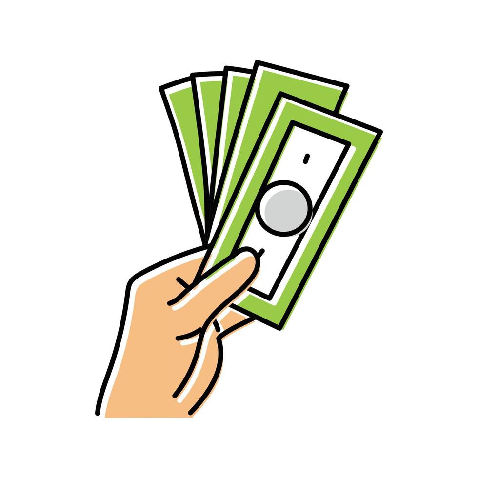 Reich Geld Hand Farbe Symbol Vektor Illustration