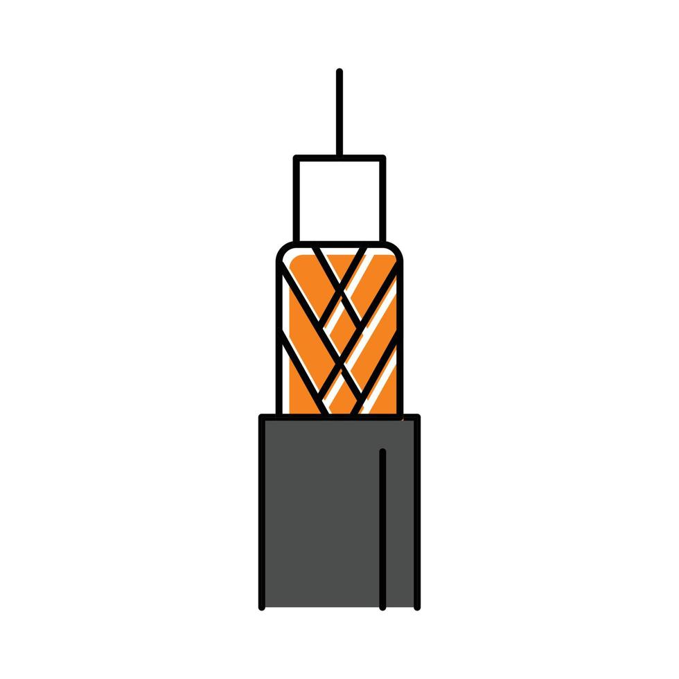 koaxial kabel- tråd Färg ikon vektor illustration