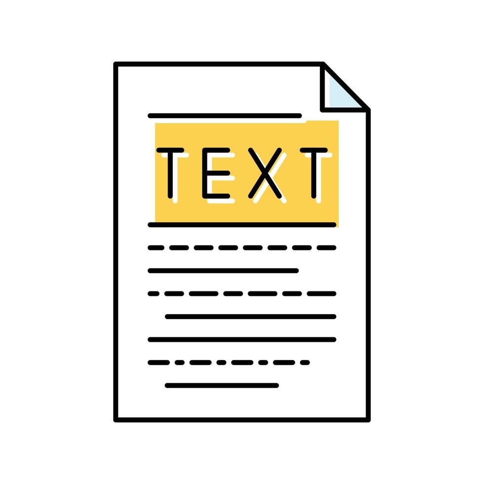 Text dokumentieren Datei Farbe Symbol Vektor Illustration
