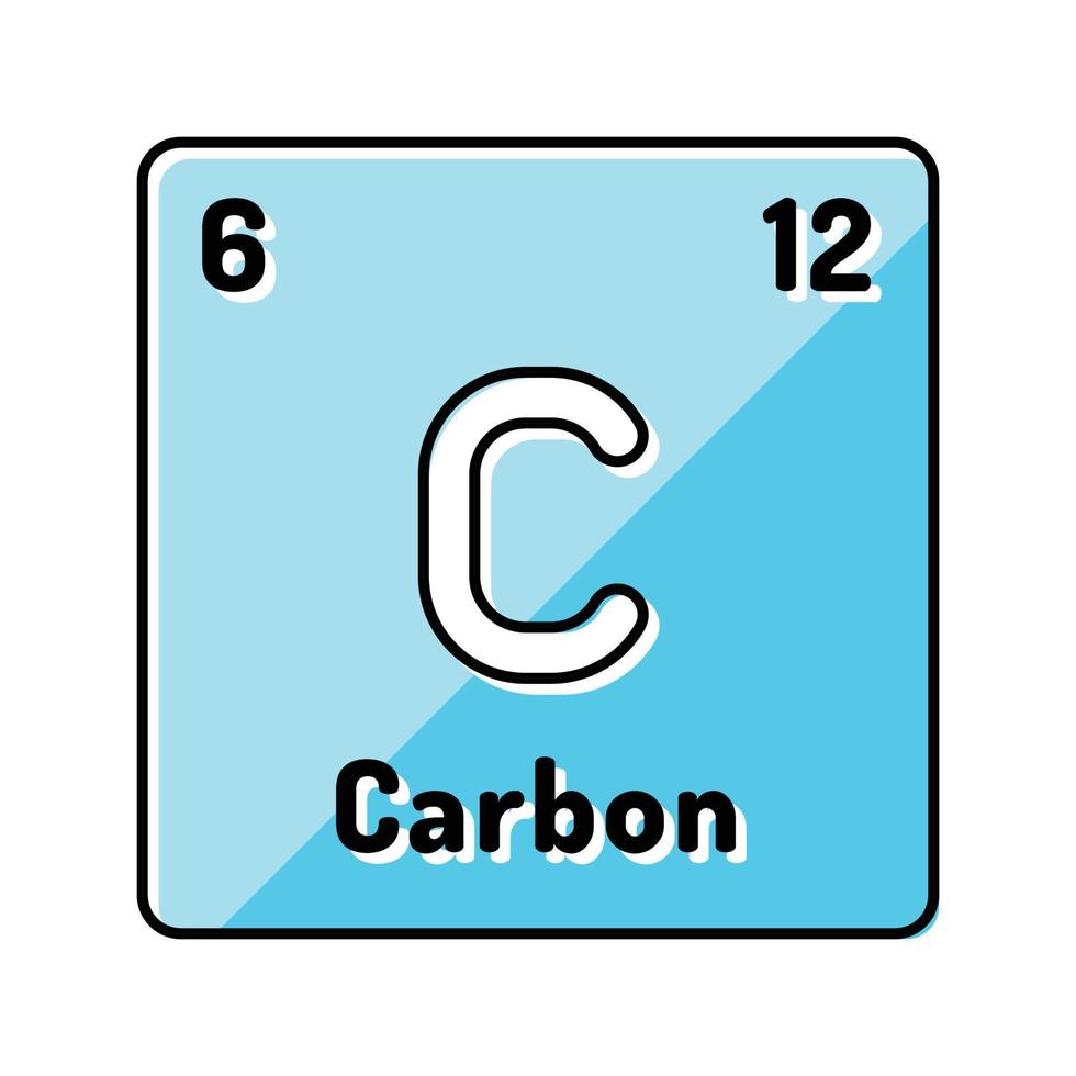 Kohlenstoff chemisch Element Farbe Symbol Vektor Illustration