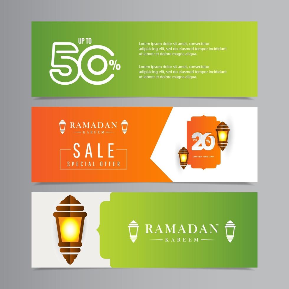 Ramadan Kareem Verkauf Rabatt Sonderangebot bis zu 50 zeitlich begrenzte Laterne Feier Vektor Vorlage Design Illustration