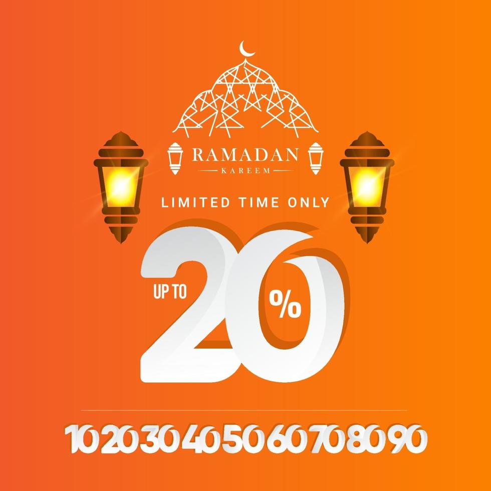 Ramadan Kareem Verkauf Sonderangebot bis zu 20 Rabatt auf zeitlich begrenzte nur Vektor-Vorlage Design-Illustration vektor