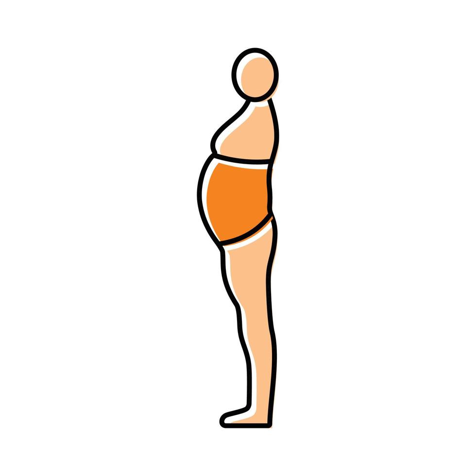 Inaktivität groß Bauch Körper Art Farbe Symbol Vektor Illustration