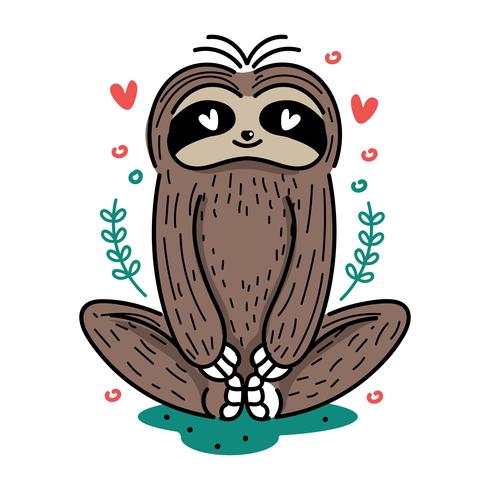 Gullig Yoga Sloth Illustration vektor