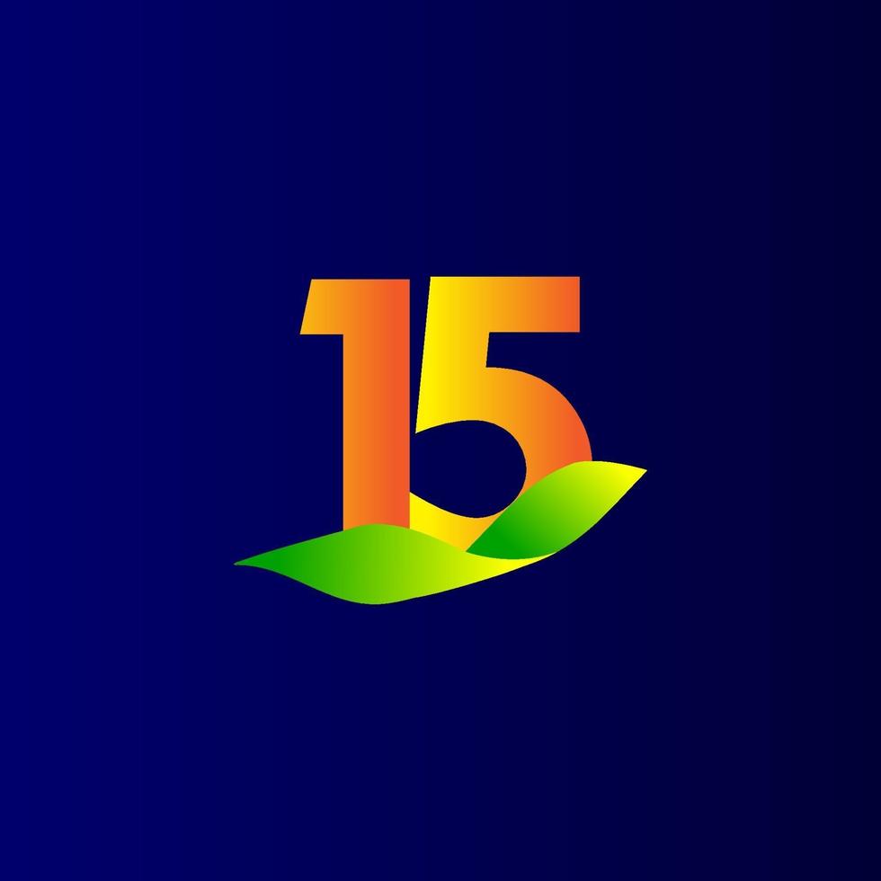 15 Jahre Jubiläum orange blau Feier Vektor Vorlage Design Illustration