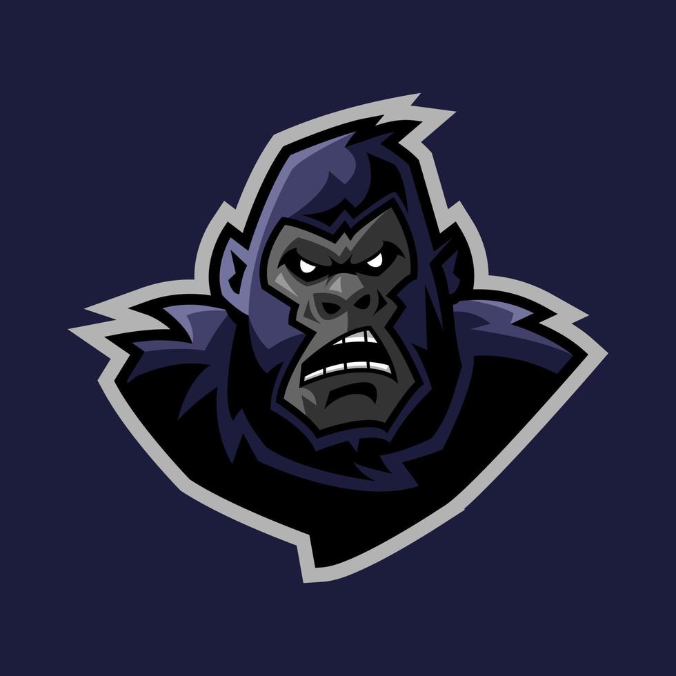 Gorilla Gesicht Maskottchen Logo Design. perfekt zum Esport Logo, Spiele, Team. Vektor Illustration.