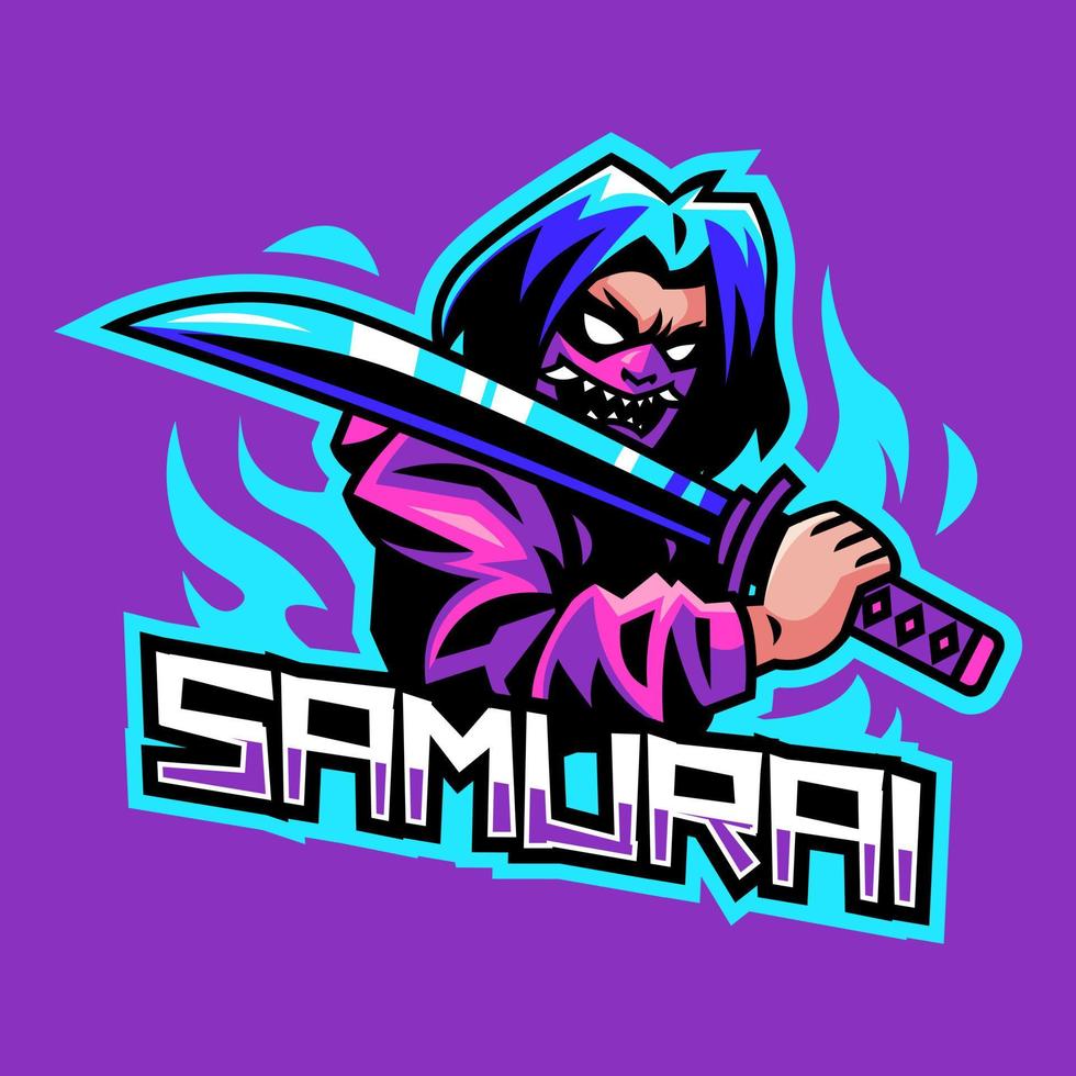 samuraj logotyp maskot. perfekt för esport, spel, team. vektor illustration.