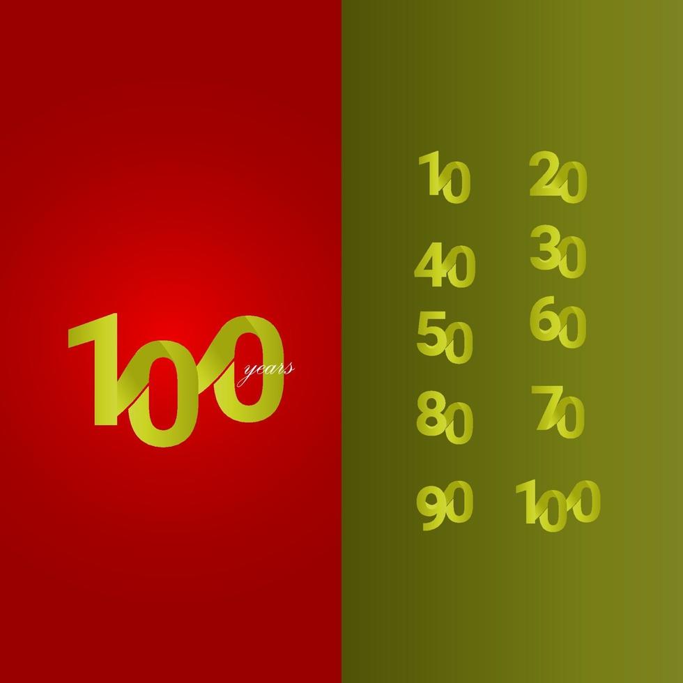 100 Jahre Jubiläumsfeier gelbe Linie Nummer Vektor Vorlage Design Illustration