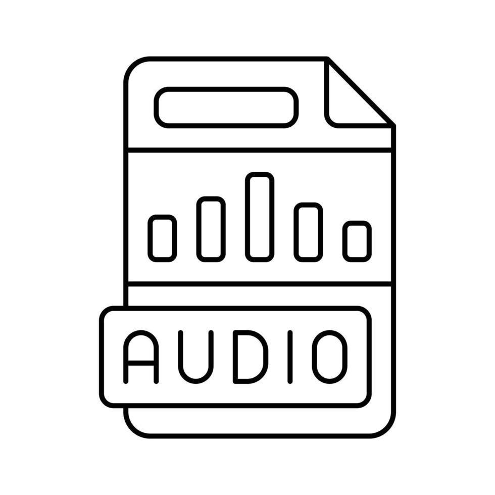 Audio- Datei Format dokumentieren Linie Symbol Vektor Illustration