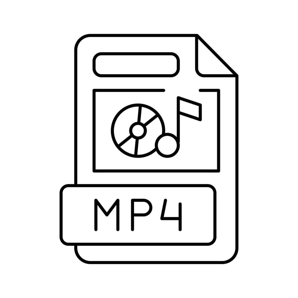 mP4 fil formatera dokumentera linje ikon vektor illustration