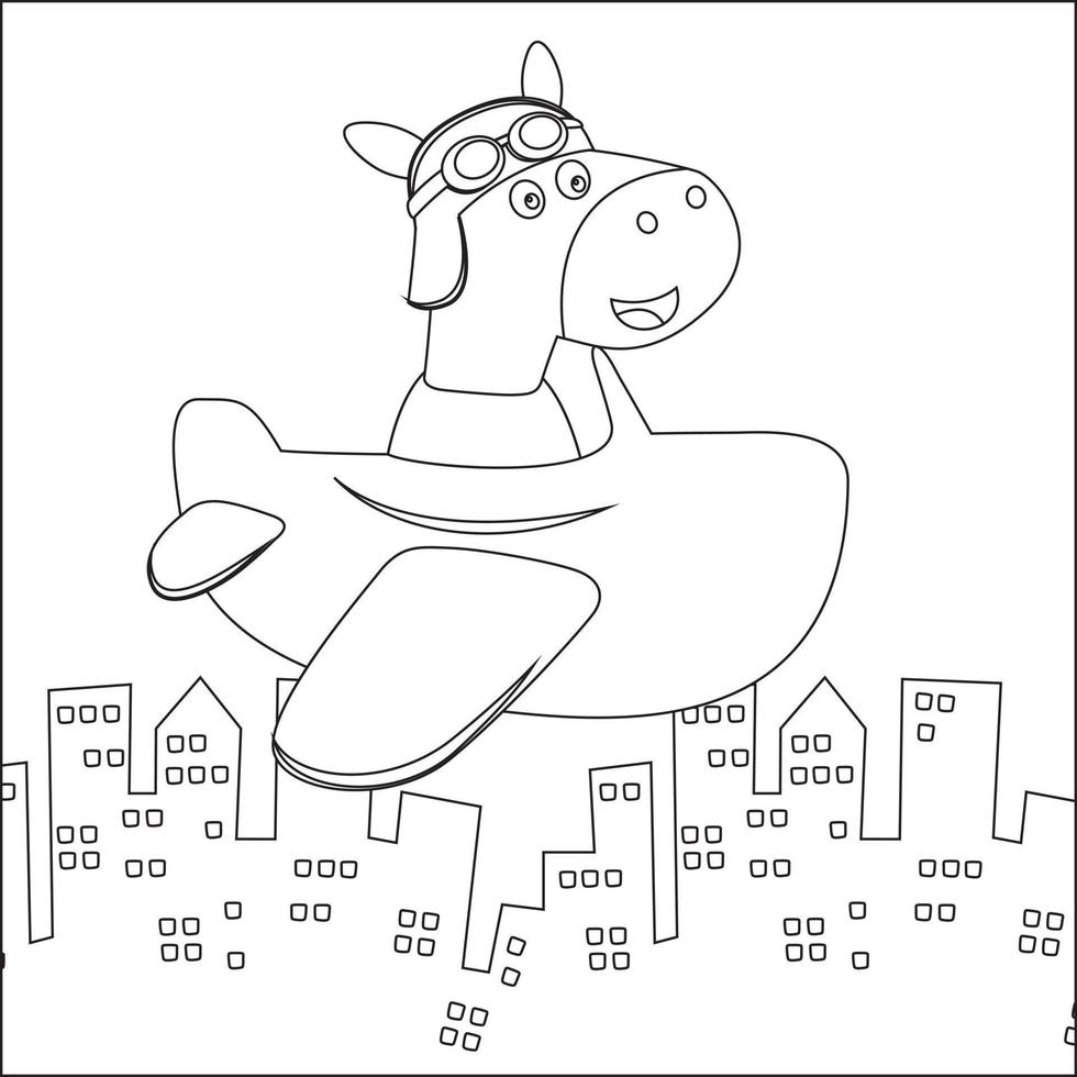 kreativ Vektor kindisch Illustration von ein süß Tier auf ein Hubschrauber. kindisch Design zum Kinder Aktivität Färbung Buch oder Buchseite.