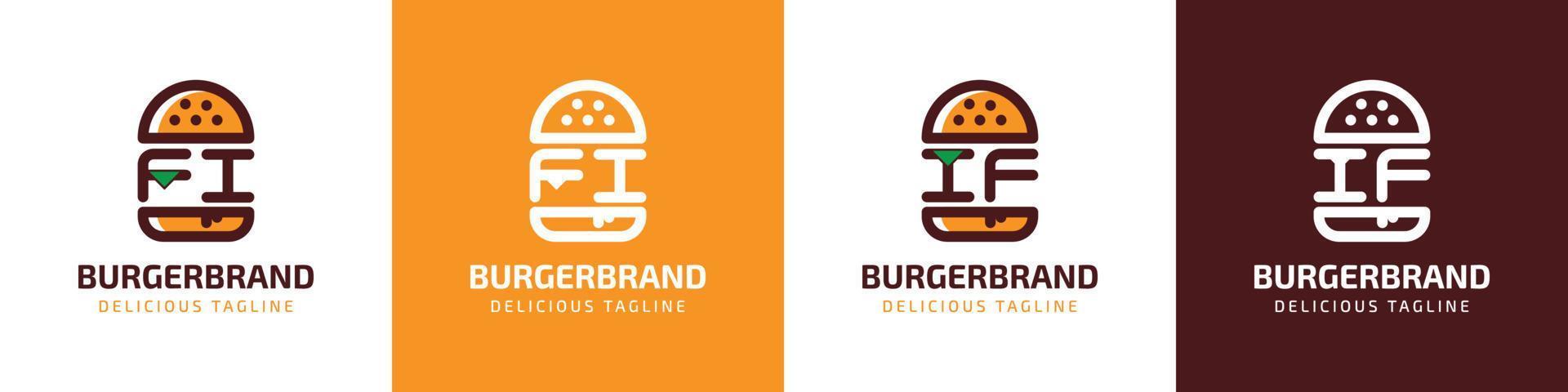 brev fi och om burger logotyp, lämplig för några företag relaterad till burger med fi eller om initialer. vektor