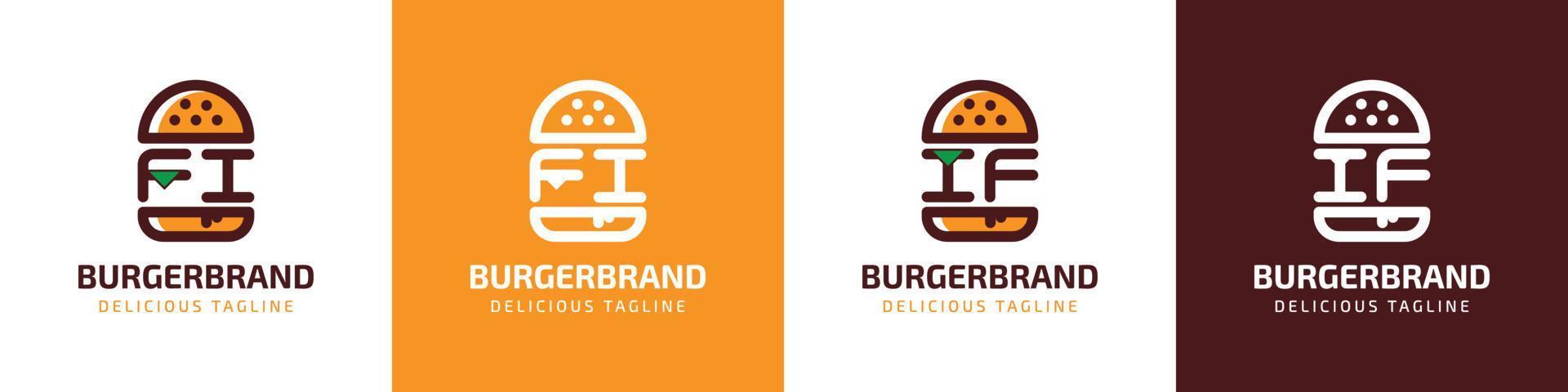 Brief fi und wenn Burger Logo, geeignet zum irgendein Geschäft verbunden zu Burger mit fi oder wenn Initialen. vektor