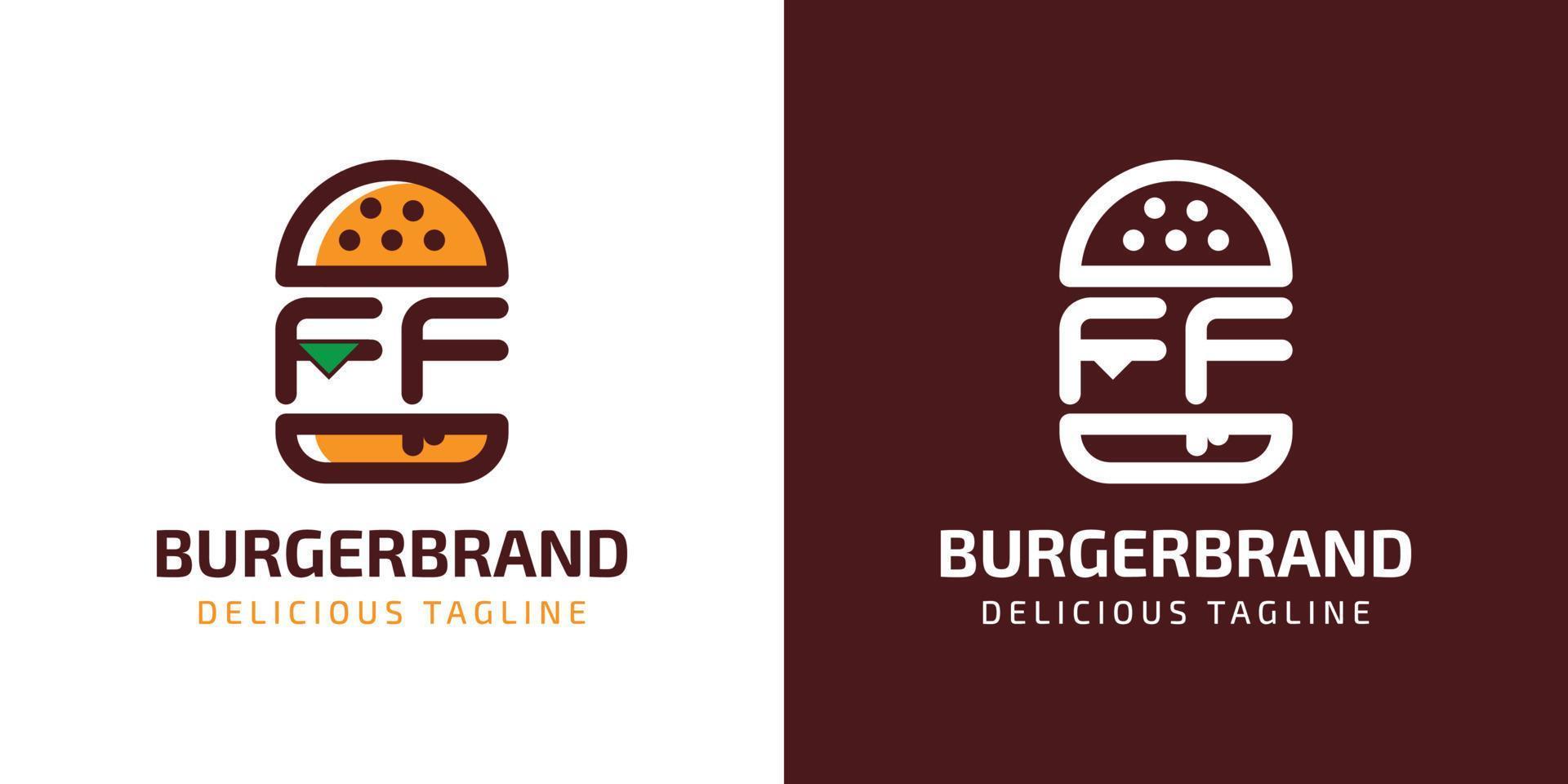 brev ff burger logotyp, lämplig för några företag relaterad till burger med f eller ff initialer. vektor