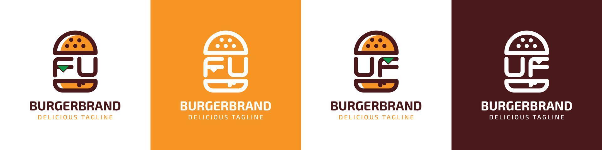 Brief fu und uf Burger Logo, geeignet zum irgendein Geschäft verbunden zu Burger mit fu oder uf Initialen. vektor