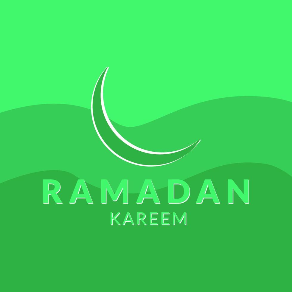 ramadan kareem med grön måne och grön bakgrund vektor