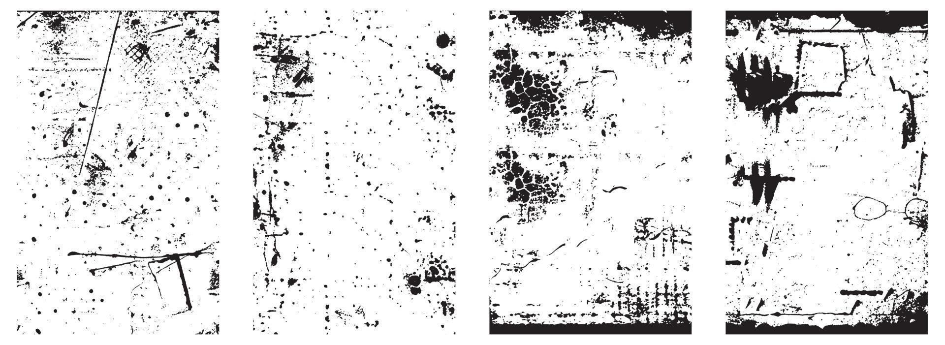 uppsättning av grunge ångest vektor texturer - svart och vit bakgrunder med stänka ner, repa och färga effekter. eps 10.