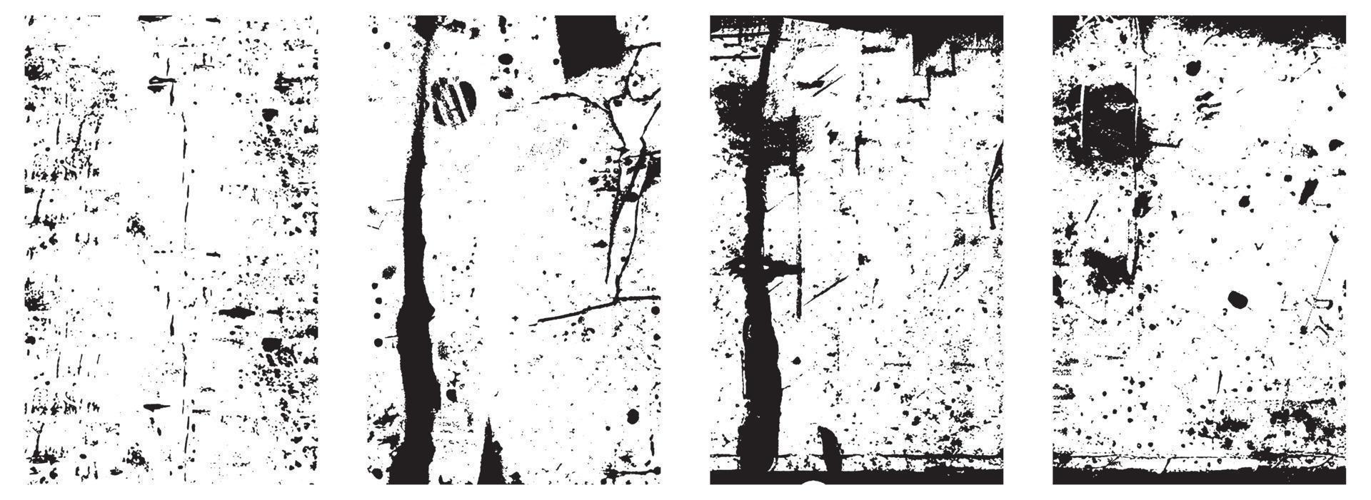 uppsättning av svart och vit bedrövad texturer. vektor eps 10.
