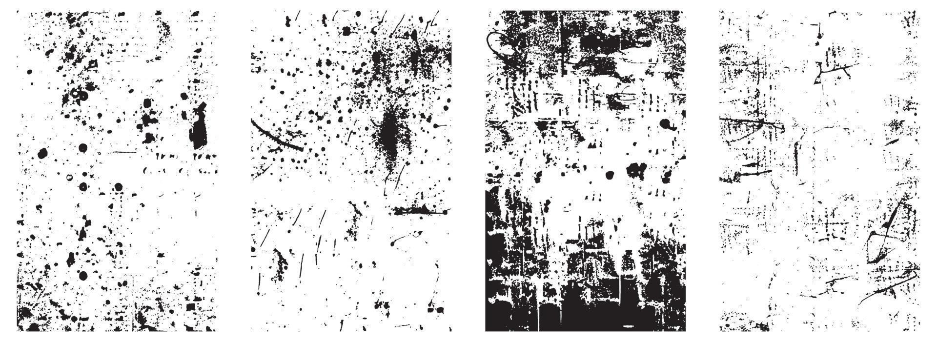 uppsättning av svart och vit grunge vektor bakgrunder med stänka ner och repa effekter. eps 10