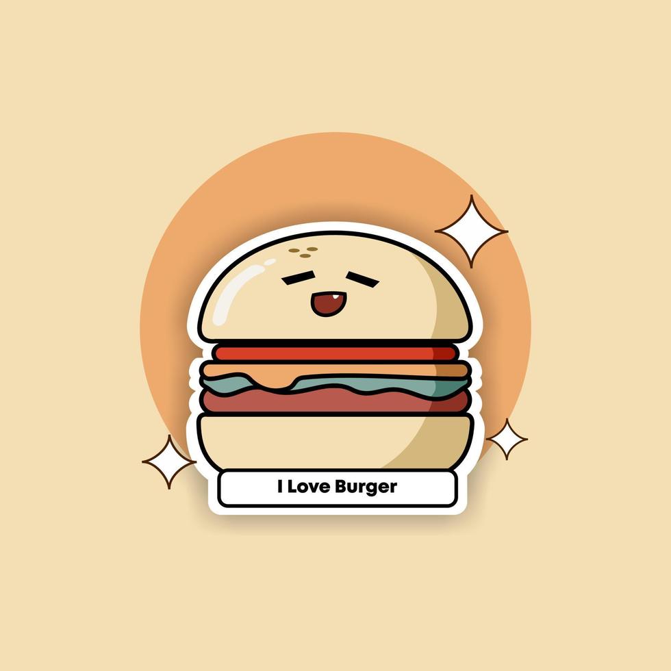 Hand gezeichnet süß Burger Illustration Aufkleber vektor