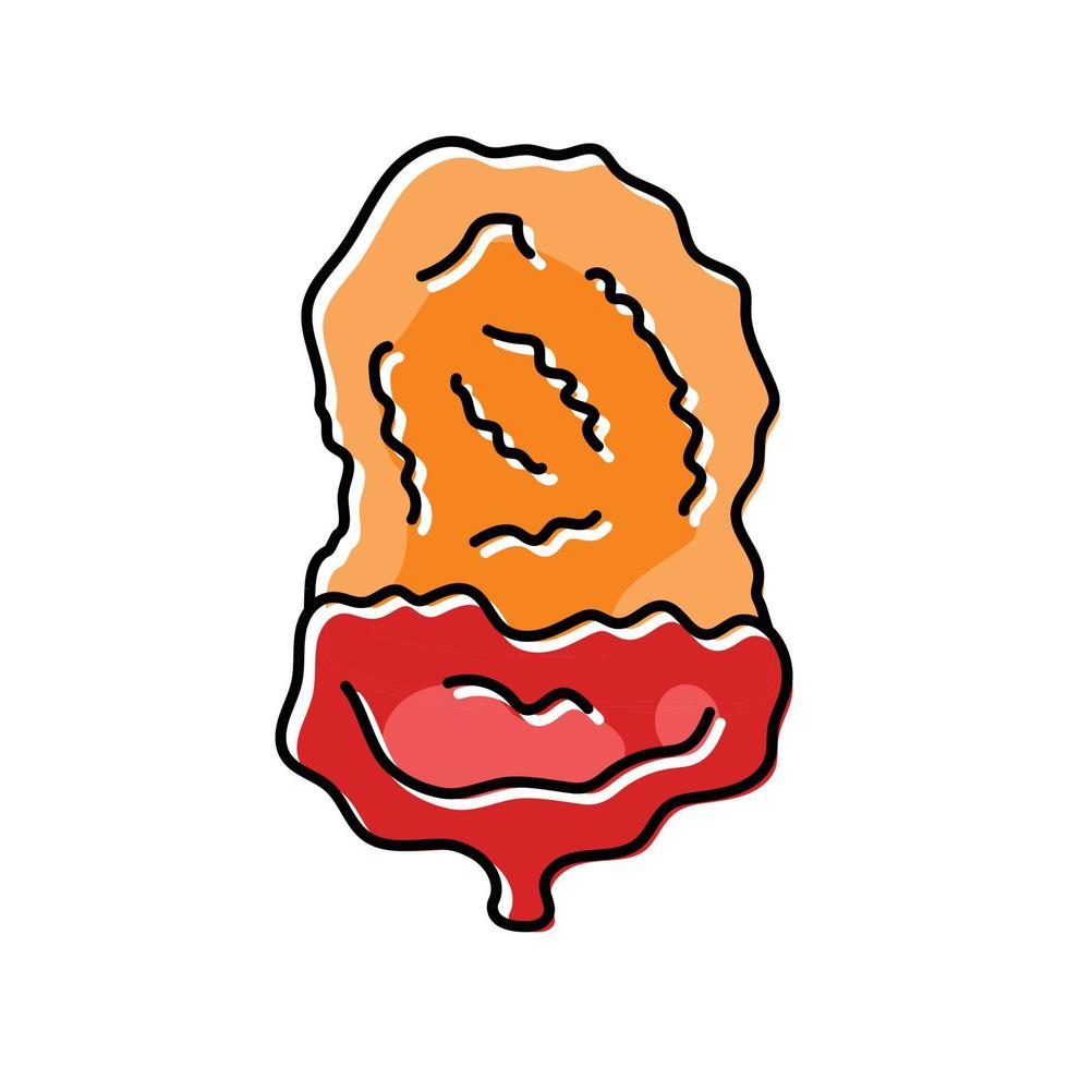 ketchup kyckling friterad Färg ikon vektor illustration