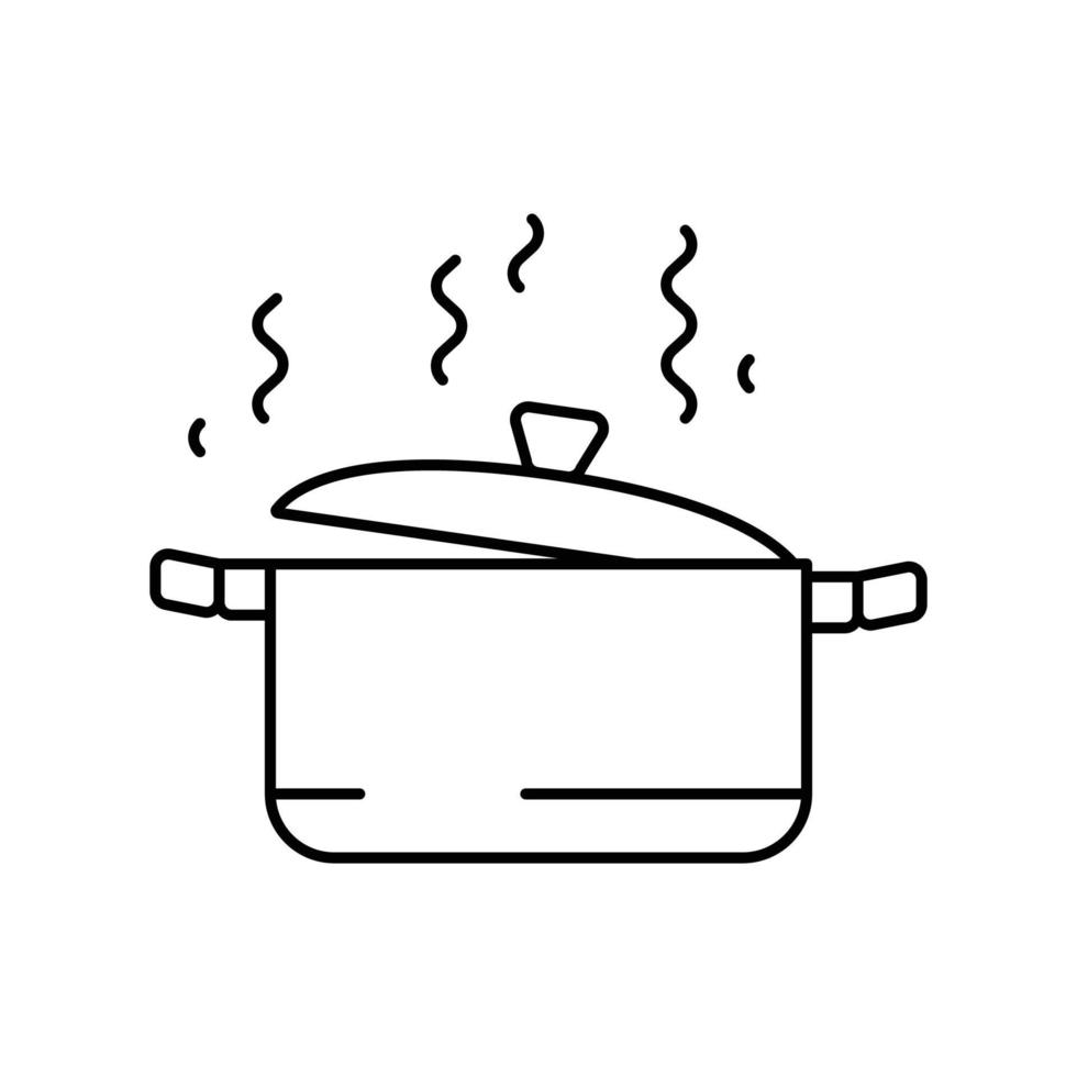 heiß Topf Kochen Linie Symbol Vektor Illustration